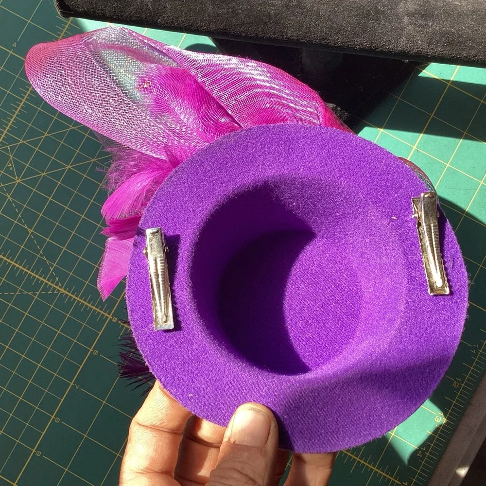 Tiny Victorian Purple Feather Hat Clip On Accessories Costume Steampunk Cosplay